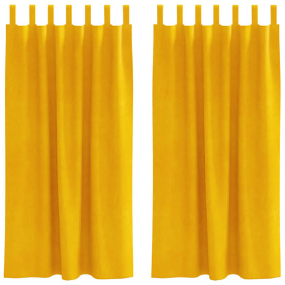 Blackout Curtains 2 pcs Mustard Yellow 140 x 175 cm Velvet