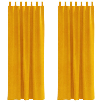 Blackout Curtains 2 pcs Mustard Yellow 140 x 225 cm Velvet