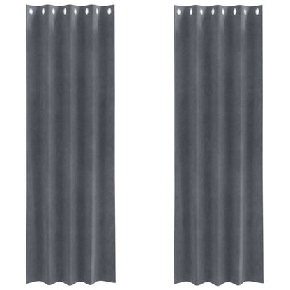 Blackout Curtains 2 pcs Light Grey 140 x 260 cm Velvet