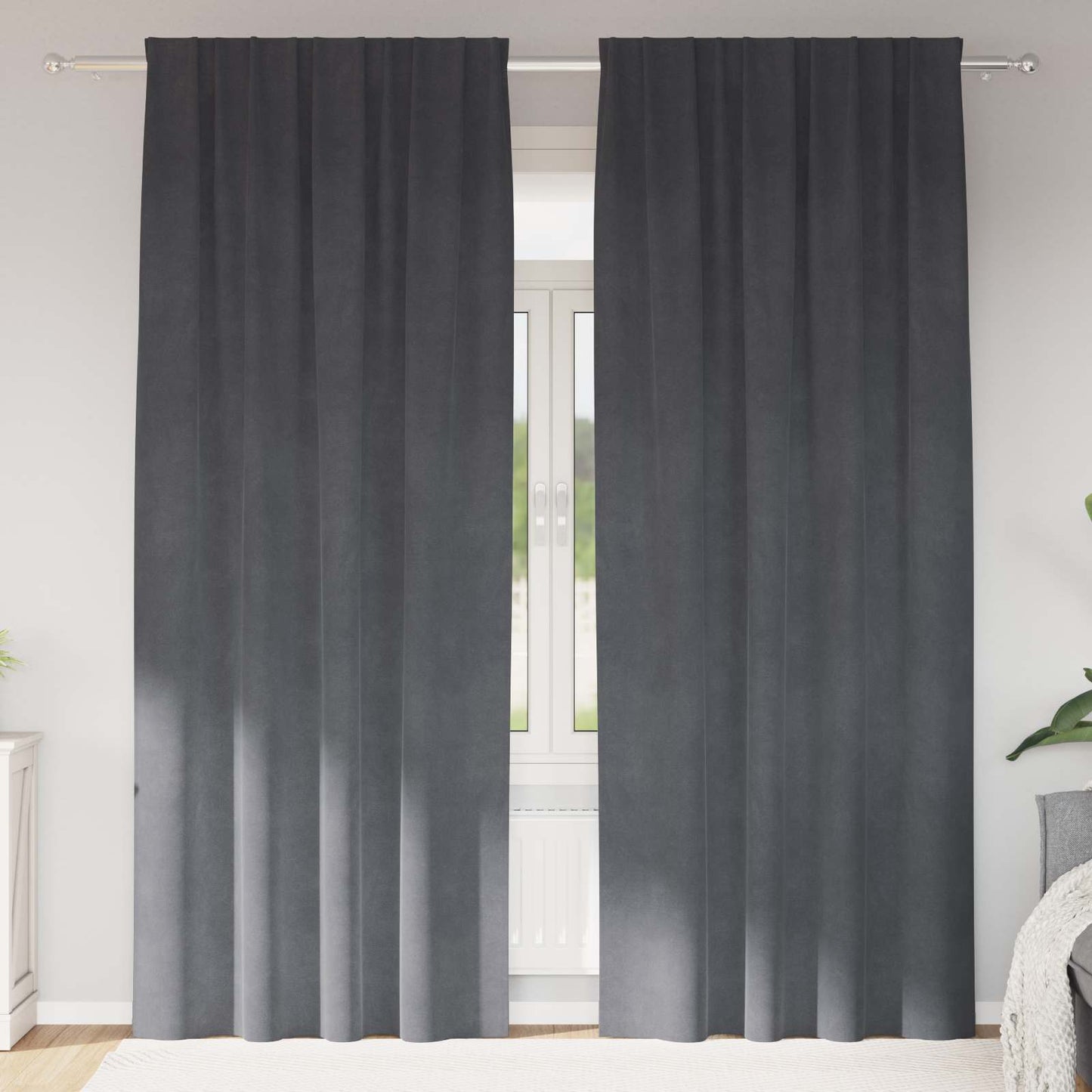 Blackout Curtains 2 pcs Light Grey 140 x 225 cm Velvet