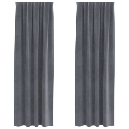 Blackout Curtains 2 pcs Light Grey 140 x 225 cm Velvet