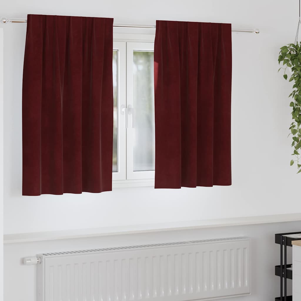 Blackout Curtains 2 pcs Wine Red 140 x 140 cm Velvet