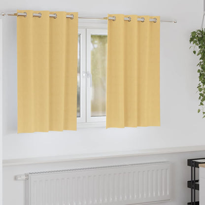 Blackout Curtains with Rings 2 pcs Beige 140 x 140 cm Polyester