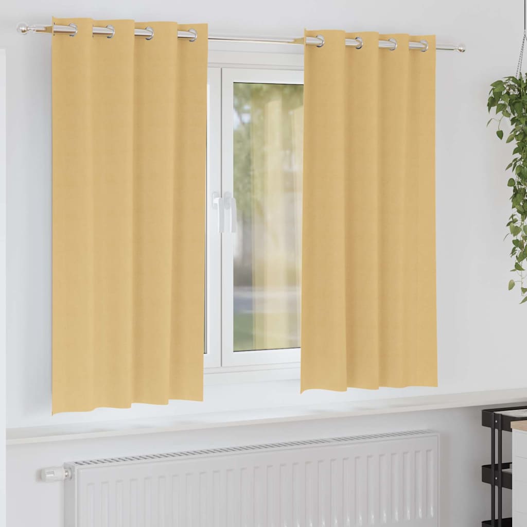 Blackout Curtains with Rings 2 pcs Beige 175 x 140 cm Polyester