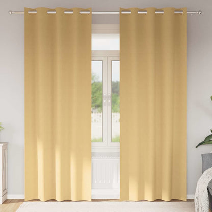Blackout Curtains with Rings 2 pcs Beige 225 x 140 cm Polyester