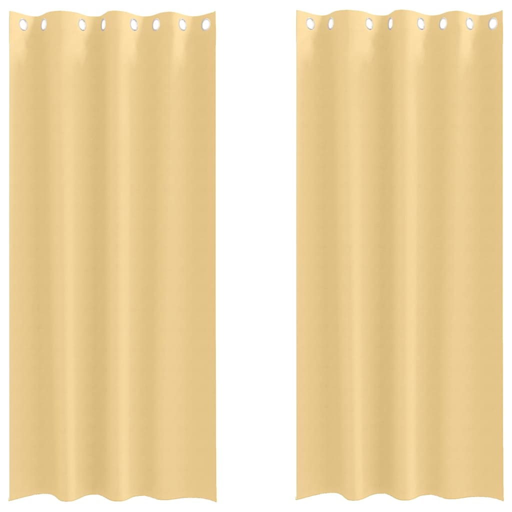 Blackout Curtains with Rings 2 pcs Beige 225 x 140 cm Polyester