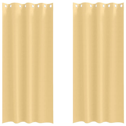 Blackout Curtains with Rings 2 pcs Beige 225 x 140 cm Polyester