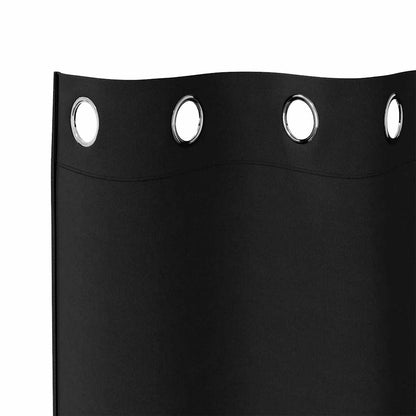 Blackout Curtains with Rings 2 pcs Black 140 x 140 cm Polyester