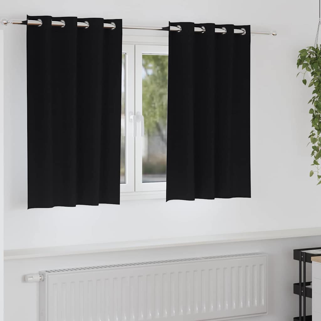 Blackout Curtains with Rings 2 pcs Black 140 x 140 cm Polyester