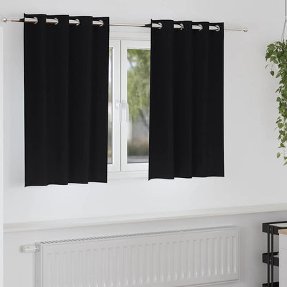 Blackout Curtains with Rings 2 pcs Black 140 x 140 cm Polyester