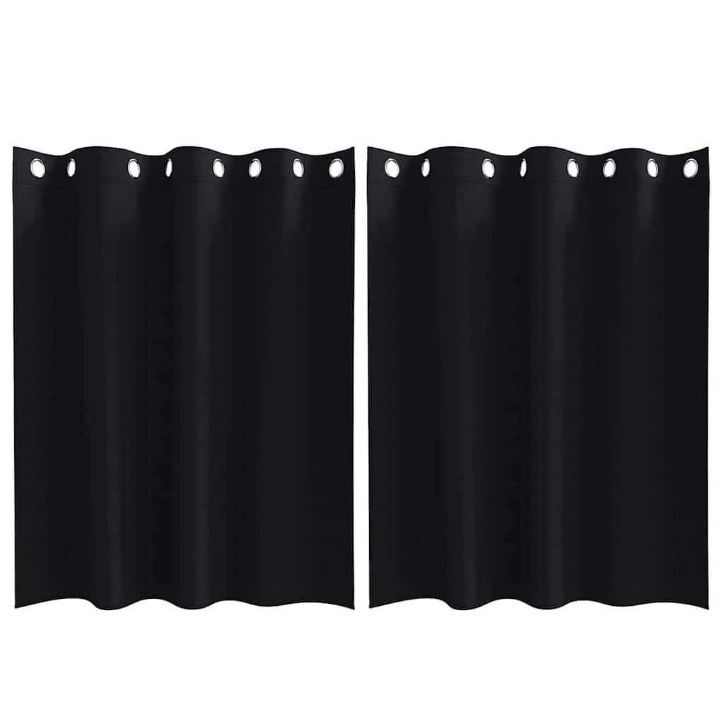 Blackout Curtains with Rings 2 pcs Black 140 x 140 cm Polyester