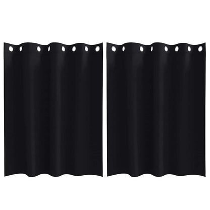 Blackout Curtains with Rings 2 pcs Black 140 x 140 cm Polyester