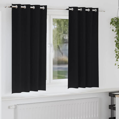 Blackout Curtains with Rings 2 pcs Black 175 x 140 cm Polyester