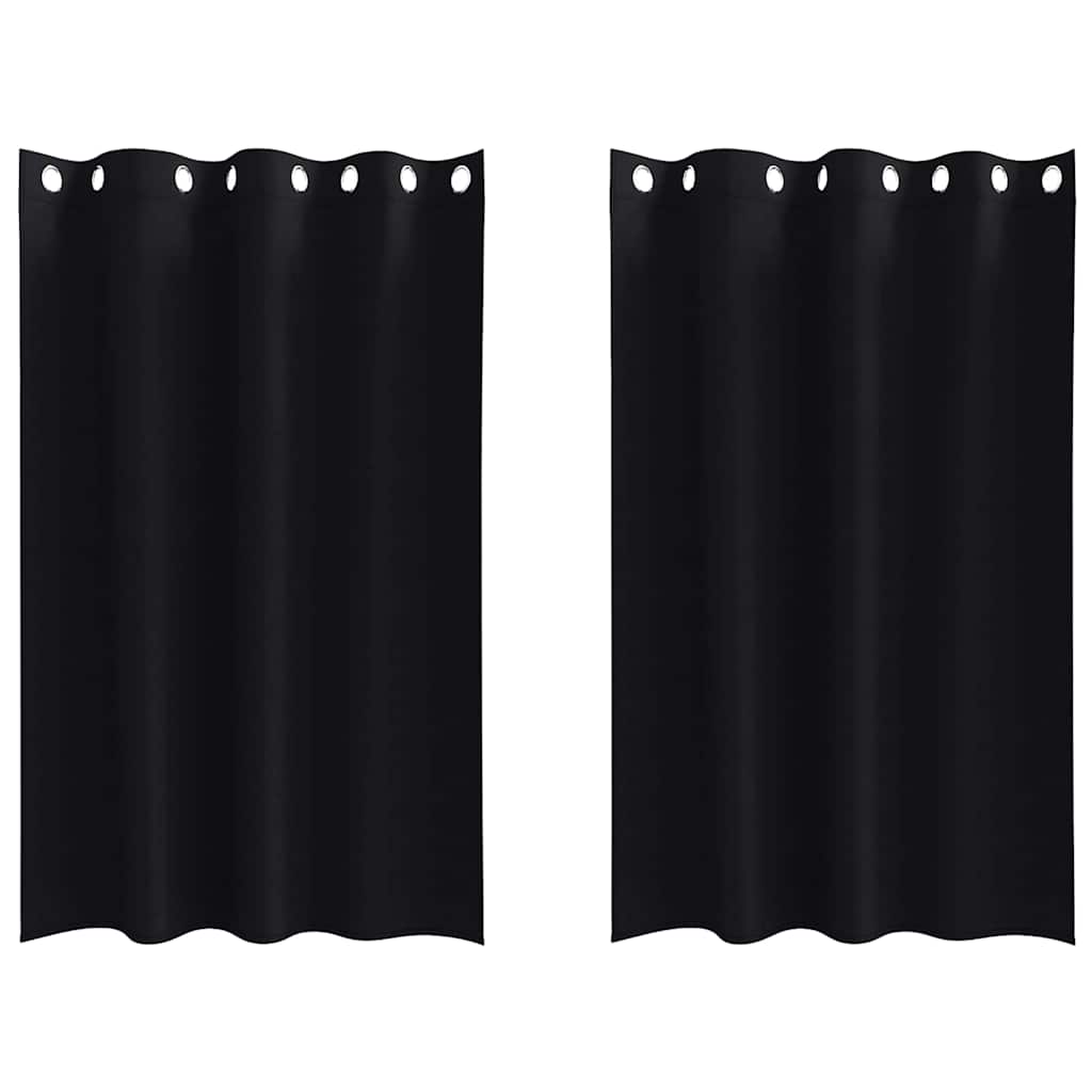 Blackout Curtains with Rings 2 pcs Black 175 x 140 cm Polyester