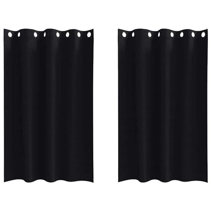 Blackout Curtains with Rings 2 pcs Black 175 x 140 cm Polyester