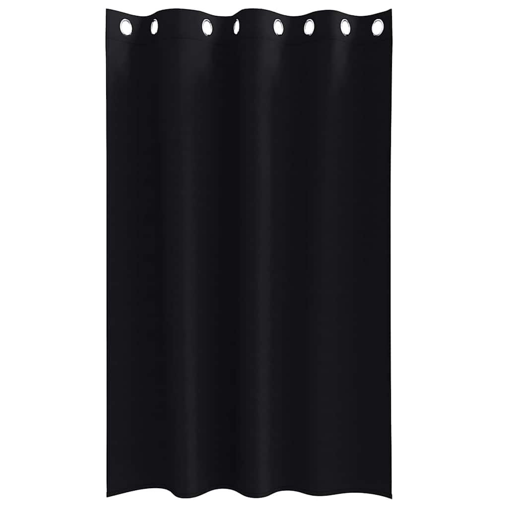 Blackout Curtains with Rings 2 pcs Black 175 x 140 cm Polyester