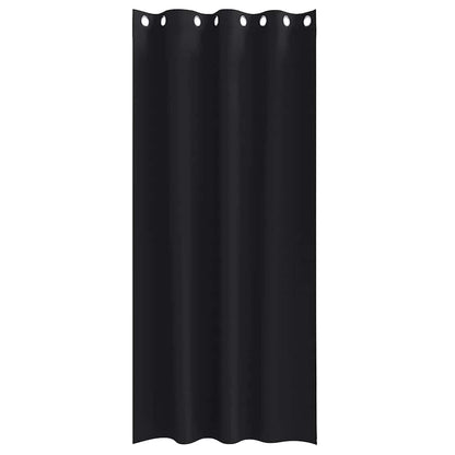 Blackout Curtains with Rings 2 pcs Black 245 x 140 cm Polyester