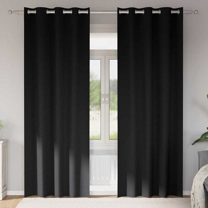 Blackout Curtains with Rings 2 pcs Black 260 x 140 cm Polyester
