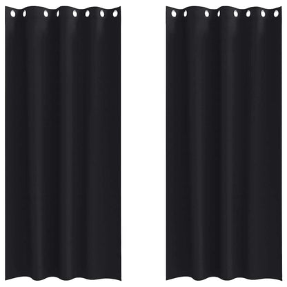 Blackout Curtains with Rings 2 pcs Black 260 x 140 cm Polyester