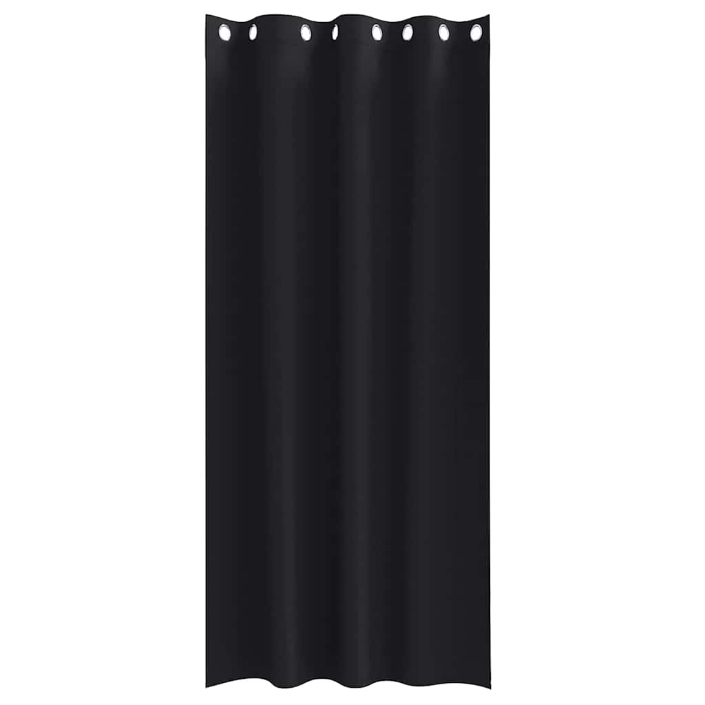 Blackout Curtains with Rings 2 pcs Black 260 x 140 cm Polyester