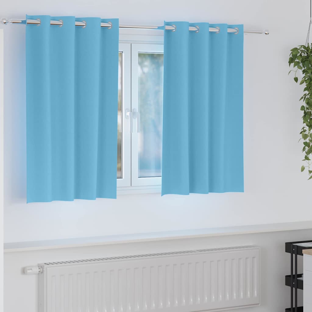 Blackout Curtains with Rings 2 pcs Light Blue 140 x 140 cm