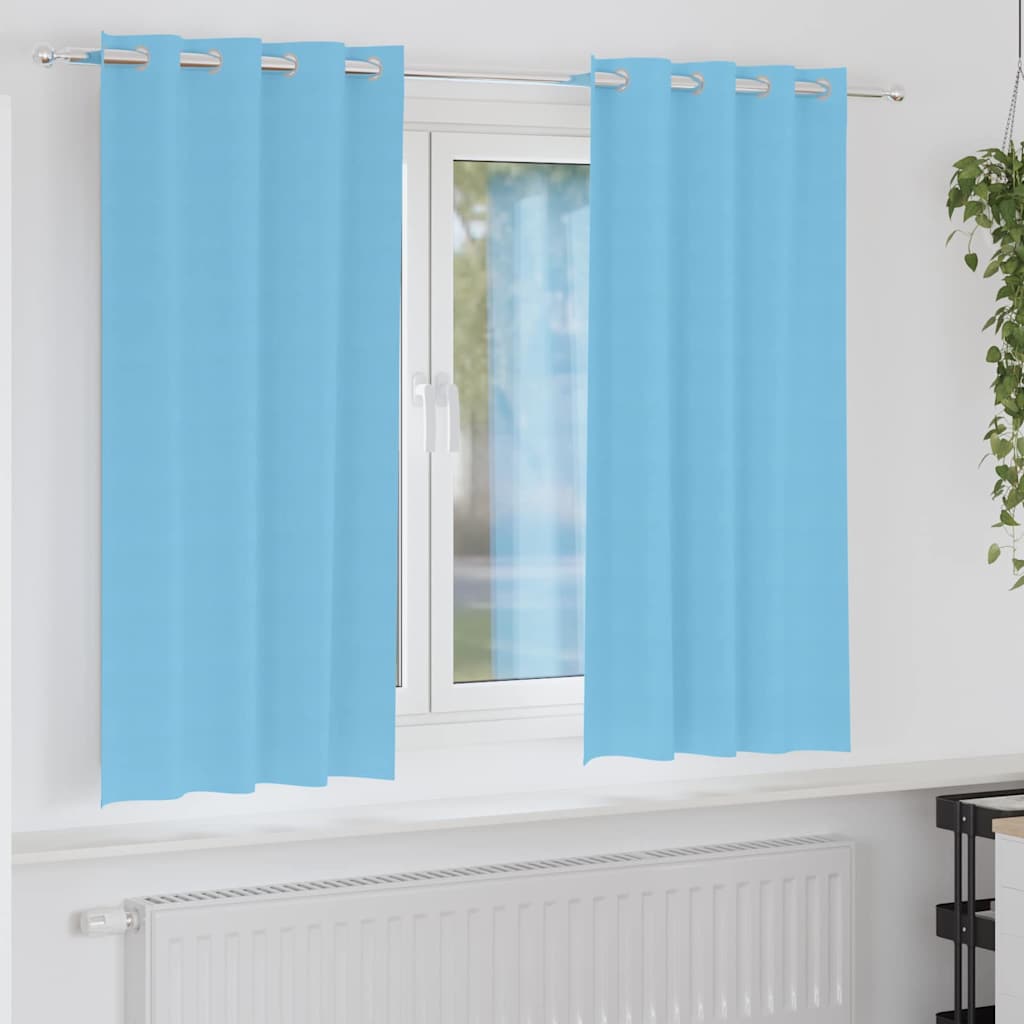 Blackout Curtains with Rings 2 pcs Light Blue 175 x 140 cm