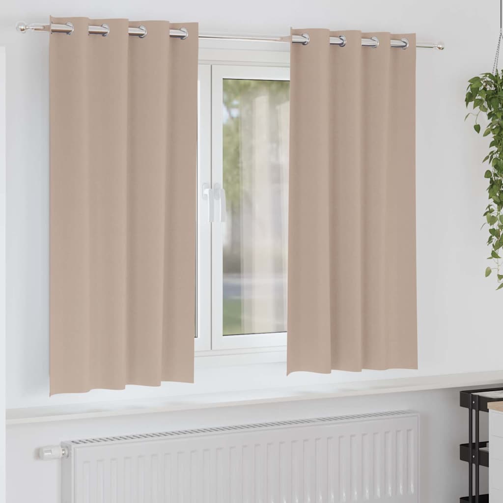 Blackout Curtains with Rings 2 pcs Taupe 175 x 140 cm Polyester