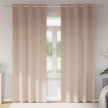 Blackout Curtains with Rings 2 pcs Taupe 245 x 140 cm Polyester
