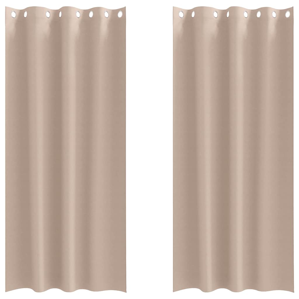 Blackout Curtains with Rings 2 pcs Taupe 260 x 140 cm Polyester