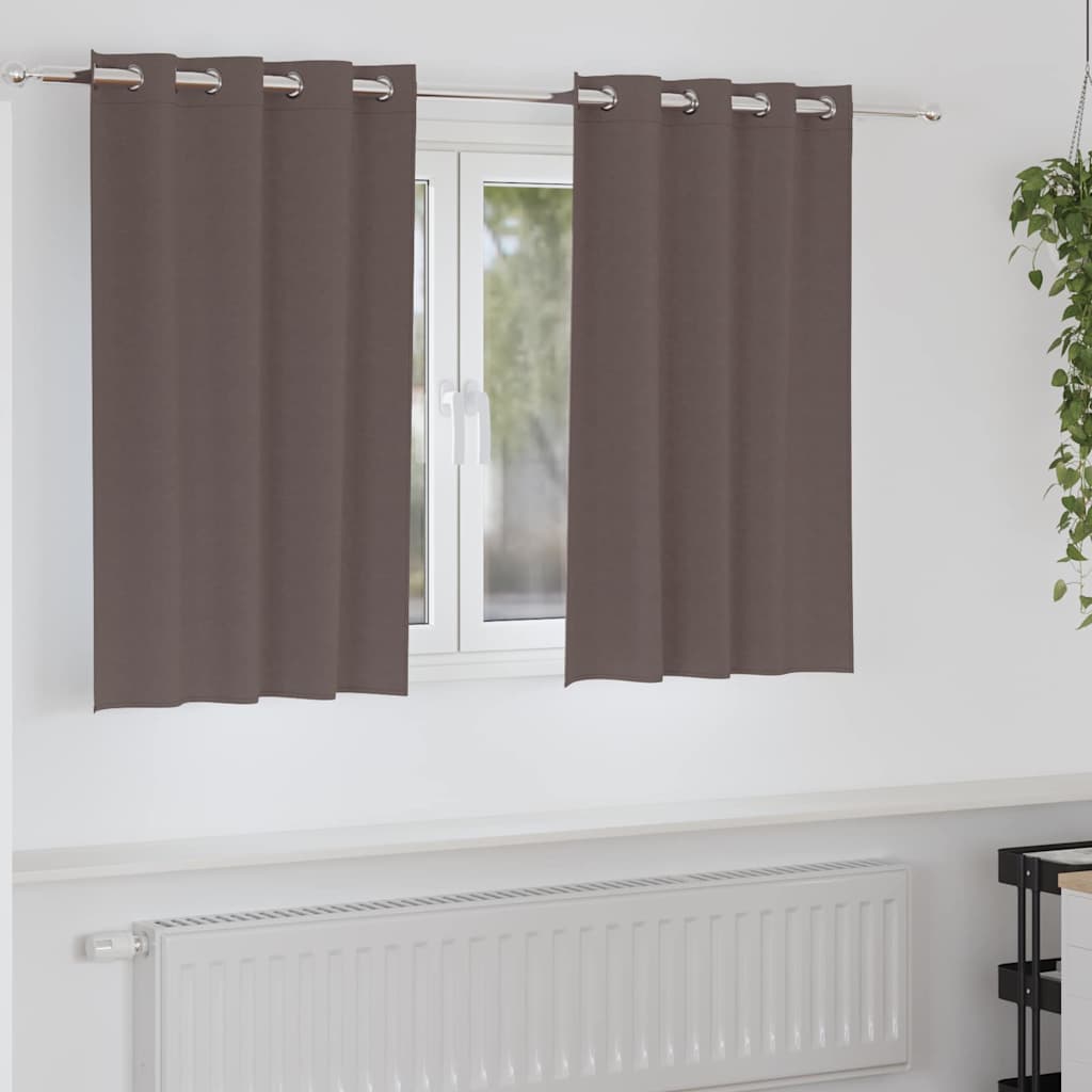 Blackout Curtains with Rings 2 pcs Dark Brown 140 x 140 cm