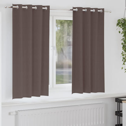 Blackout Curtains with Rings 2 pcs Dark Brown 175 x 140 cm