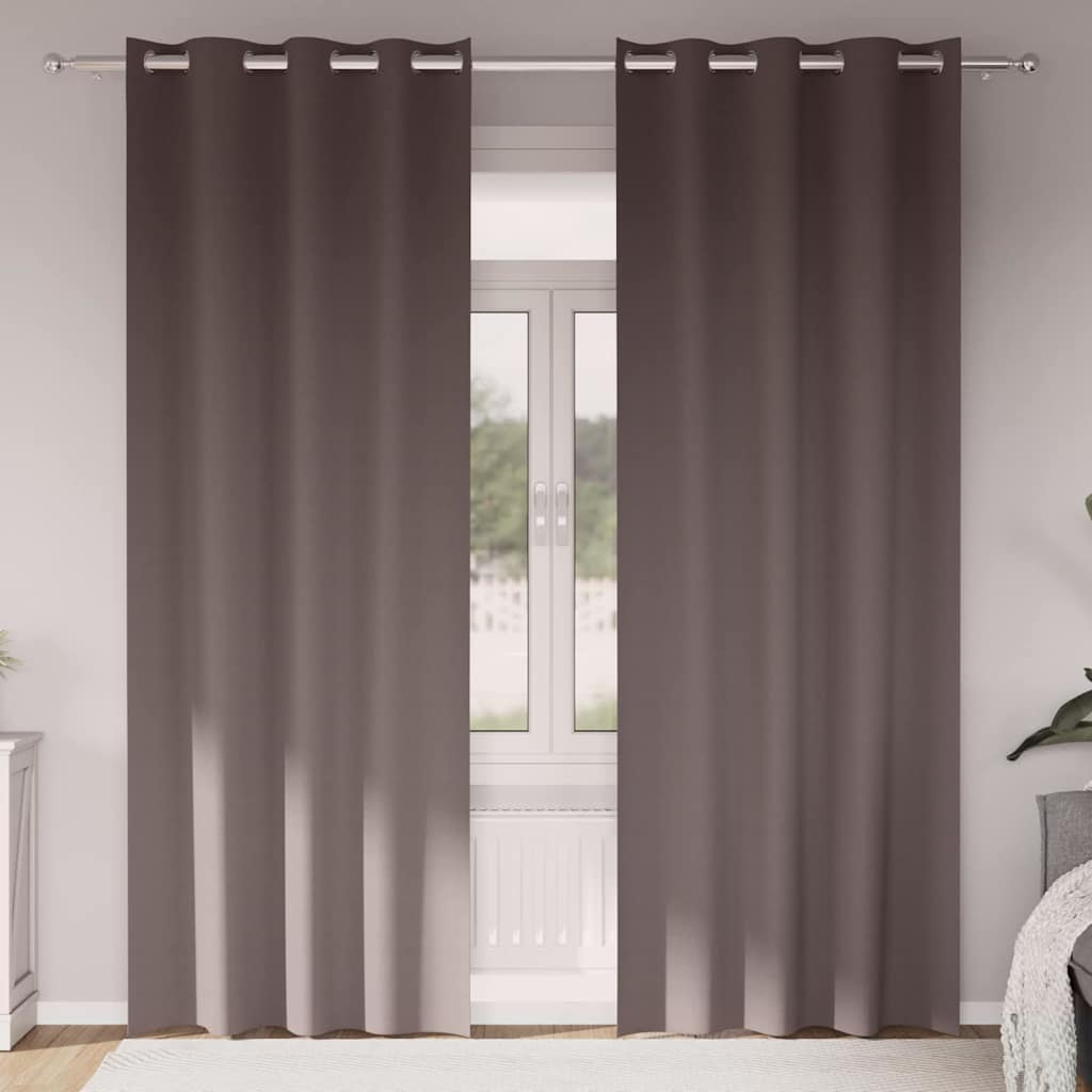Blackout Curtains with Rings 2 pcs Dark Brown 225 x 140 cm