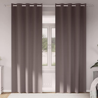 Blackout Curtains with Rings 2 pcs Dark Brown 245 x 140 cm