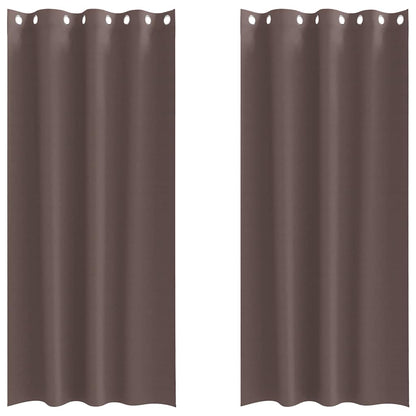Blackout Curtains with Rings 2 pcs Dark Brown 245 x 140 cm