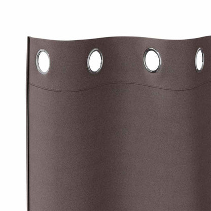 Blackout Curtains with Rings 2 pcs Dark Brown 260 x 140 cm