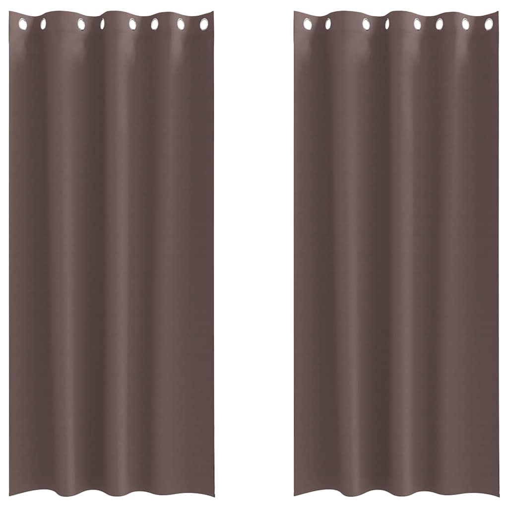Blackout Curtains with Rings 2 pcs Dark Brown 260 x 140 cm