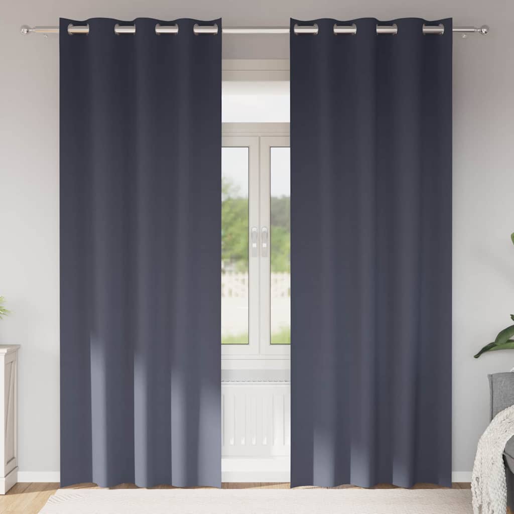 Blackout Curtains with Rings 2 pcs Anthracite 260 x 140 cm