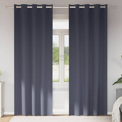 Blackout Curtains with Rings 2 pcs Anthracite 260 x 140 cm