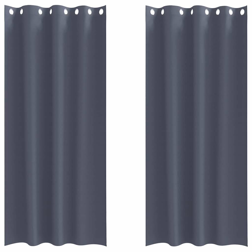 Blackout Curtains with Rings 2 pcs Anthracite 260 x 140 cm