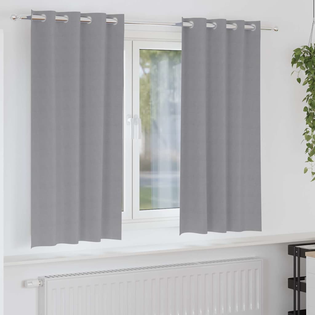 Blackout Curtains with Rings 2 pcs Light Grey 175 x 140 cm