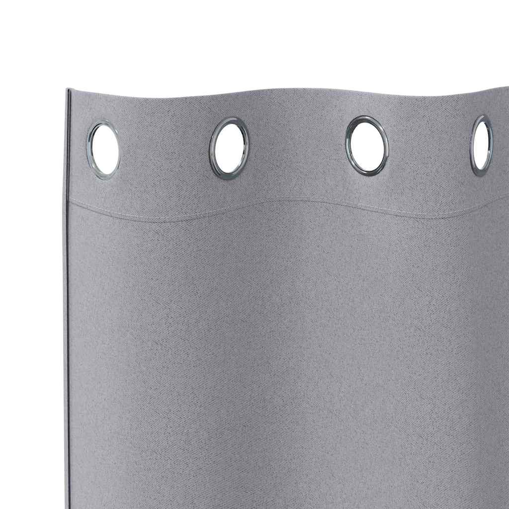 Blackout Curtains with Rings 2 pcs Light Grey 225 x 140 cm