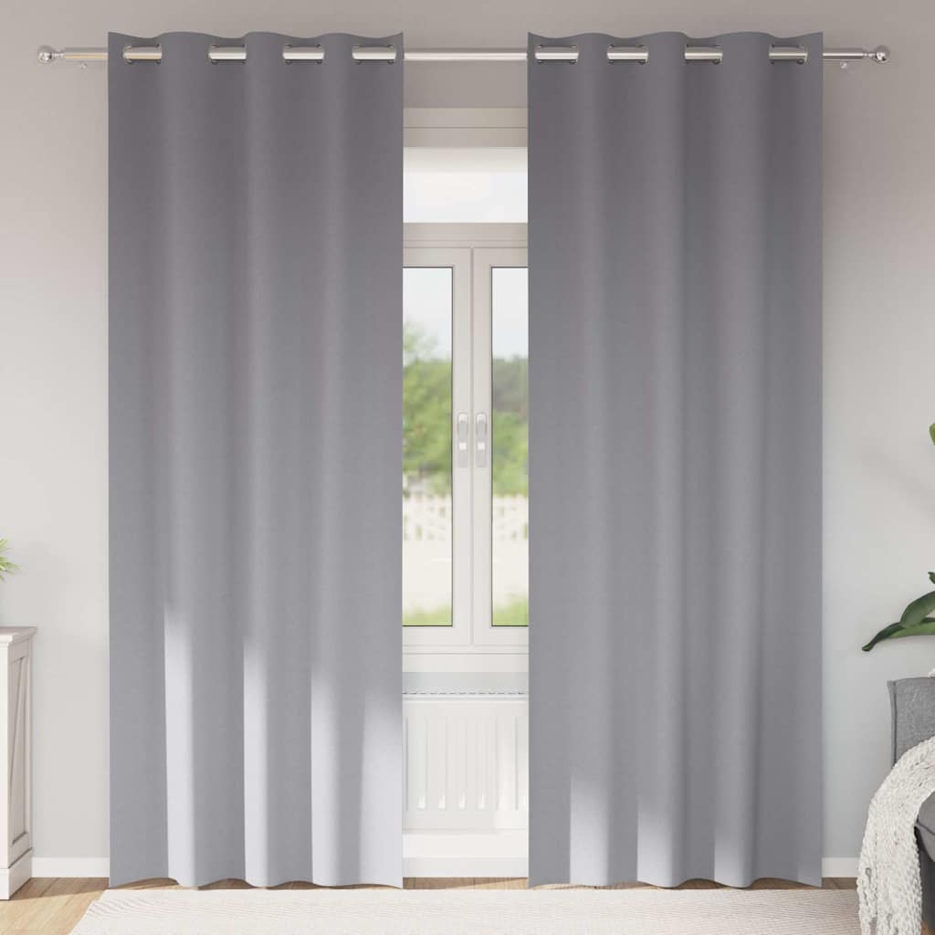 Blackout Curtains with Rings 2 pcs Light Grey 260 x 140 cm