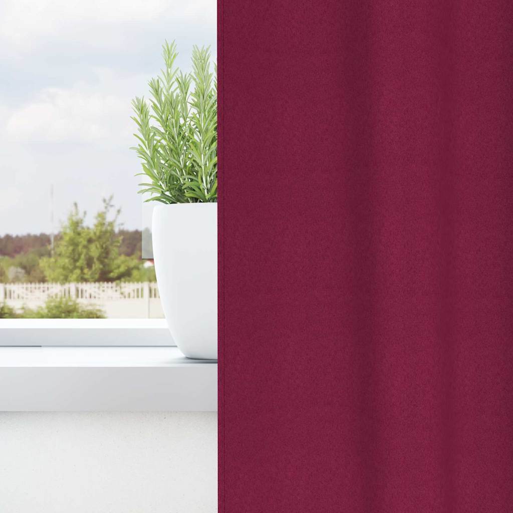 Blackout Curtains with Rings 2 pcs Wine Red 175 x 140 cm