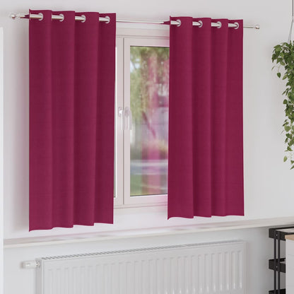 Blackout Curtains with Rings 2 pcs Wine Red 175 x 140 cm