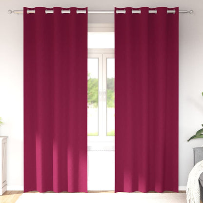 Blackout Curtains with Rings 2 pcs Wine Red 225 x 140 cm