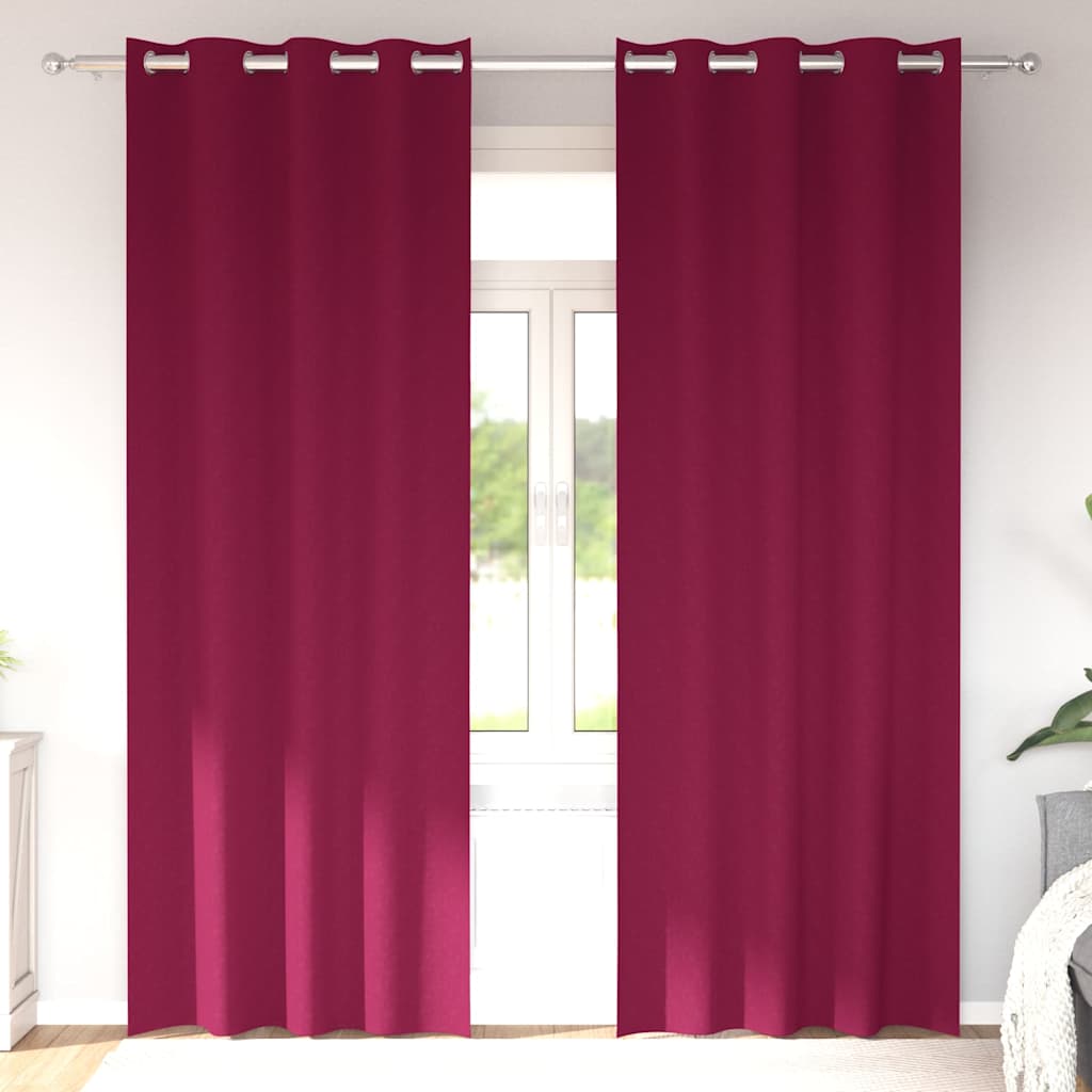 Blackout Curtains with Rings 2 pcs Wine Red 260 x 140 cm