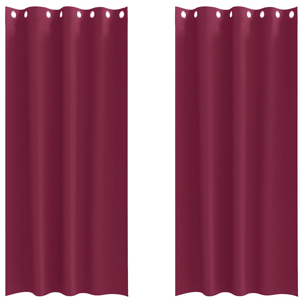 Blackout Curtains with Rings 2 pcs Wine Red 260 x 140 cm