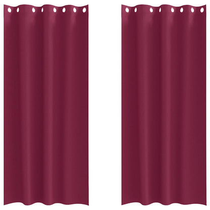 Blackout Curtains with Rings 2 pcs Wine Red 260 x 140 cm