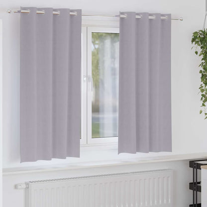 Blackout Curtains with Rings 2 pcs Metal Grey 175 x 140 cm