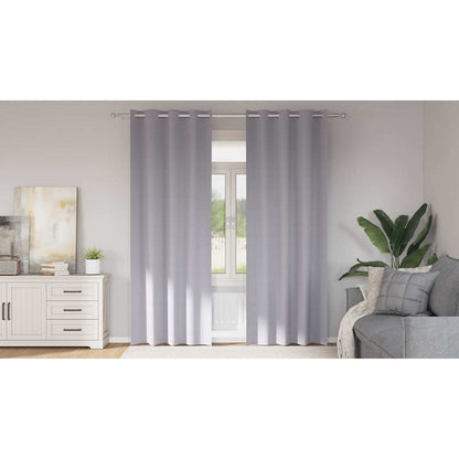 Blackout Curtains with Rings 2 pcs Metal Grey 260 x 140 cm